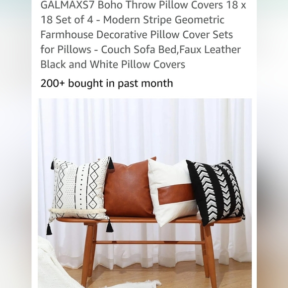 18x18 boho decorative pillow covers. - Picture 2 of 4